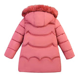 Girls coat 4-12Y winter cartoon down padded jacket thick warm jacket down jacket girl padded jacket mid-length hooded jacket