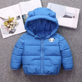 Girls jacket sweet cartoon print winter hooded down coat 1-6 years old Beibei thick and warm high-quality child clothing