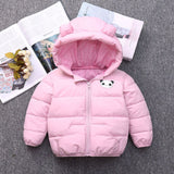 Girls jacket sweet cartoon print winter hooded down coat 1-6 years old Beibei thick and warm high-quality child clothing