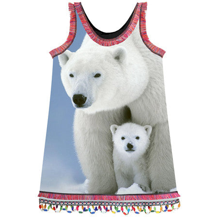 Girls lace Dresses Summer style brand Children Designer Fashion White polar bears Print baby Kids Clothes Girl clothing dress