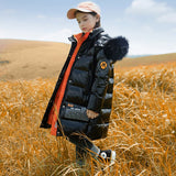 Girls cold-proof clothing Children's waterproof down jacket Fashionable and warm thick coat for teenagers Natural fur collar