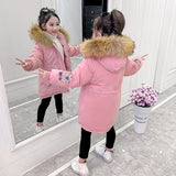 Girls' winter long sleeve cotton padded clothes children's jacket Plush thickened embroidered cotton coat jacket