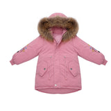 Girls' winter long sleeve cotton padded clothes children's jacket Plush thickened embroidered cotton coat jacket