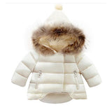 Winter Kids Snowsuit Baby Girls Winter Co Infant Children Clothing Fur Coll Hooded Thick Jacket 18M-8T, JC241