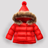 Winter Kids Snowsuit Baby Girls Winter Co Infant Children Clothing Fur Coll Hooded Thick Jacket 18M-8T, JC241