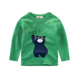 Green T shirt For Baby Girls Shirts Long Sleeve Boys Top O-Neck Cartoon Kids Clothing 18M 2 4 6 8 10 Years