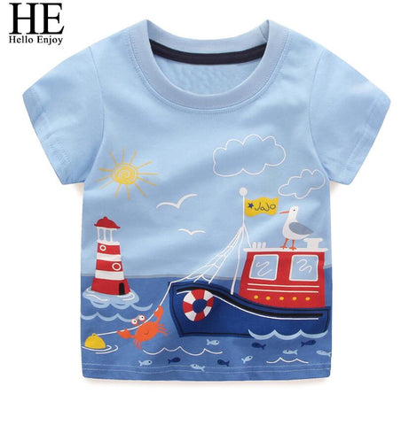 Boys T-shirts Toddler Boy Short Sleeve Tops	Summer Stripe Print C Tees Kids Boys Clothes funny t shirt Children