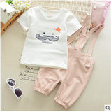 Summer baby girls clothing set Casual Cute Beard t-shirt+ Stripe overalls pant knitted baby boy summer clothes outfit