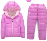 HOT Hoodies Down Jacket +Trousers Waterproof Snow Warm kids Clothes Children Boys girls Clothing 2-8 ye Children's Clothes Set