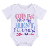 HOT Newborn Infant Toddler Baby Clothing Boy Girl Best Friends Matching Outfits Kids Short Sleeve One-piece White Bodysuit 0-18M