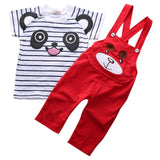 Hi Hi Baby Store Cute Newborn Baby Boy Summer Clothes Overalls Outfits T-shirt Bib Pants 2pcs Cotton Set