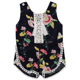 Hi Hi Baby Store Newborn Kids Baby Girls Lace Floral Print Cotton One-pieces sleeveless Romper