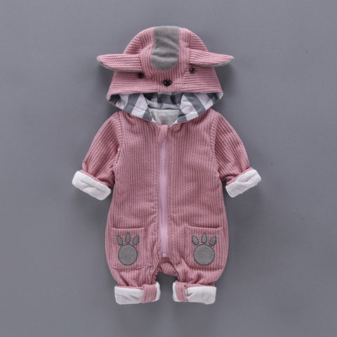 High Quality Newborn Boys Girls Rompers Infant Clothes Cute Animal Pattern Hooded One-pieces Warm Jumpsuits Bebes Baby Clothes
