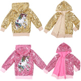 Hoodie Sequin Jacket for Toddler Girls Coat Baby Zipper Jacket Pink Baby Sparkle Jacket Christmas Cloth Birthday Halloween Gift