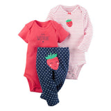 Hot New Arrival Fashion Fleece Sale Cotton Girls Clothes Infant Clothing 2 Rompers+1 Trousers 3 Pieces 2018 Sets Free Shipping
