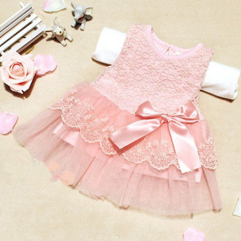 Hot Retail girls dresses summer princess dress white baby dress lace cute dress 3 colors