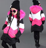 Baby Girls Winter Coat Children Stripe Jacket Kids WARM Thick Cotton-padded Coat Windproof Outdoor Parka Outerwear