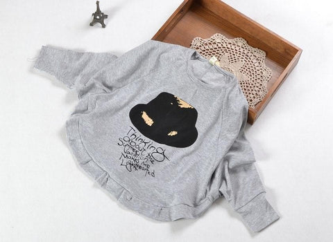 Hot Sale Spring And Autumn Girl T Shirt Long Sleeve Child Batwing Loose T-shirts Kids Clothes Children Fashion Tops Free Ship