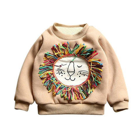 Hot Sale Toddler Kids Sweatshirt Baby Boys Girls Cartoon Lion Pattern Long Sleeve Pullover Blouse Tops Winter Warm Clothes Wears