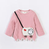 Hot Sales Cartoon Sheep Girls Sweatshirt Embroidery Sweatshirt Children Winter Thick Warm Bottoming Sweatshirts For Children