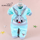 Hot baby clothing set 2018 Spring/Autumn baby's set cartoon rabbit boys girls clothes twinse suits hoodie pant children clothing