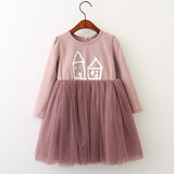 Children Clothes Autumn Girls Dress Baby Girl Princess Dress Fashion Small House Printed Party Dress Girls Clothes