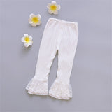 Retail New Spring Autumn Girls Leggings Fashion Pink White Lace Princess Long Pants Children Cotton Trousers Kids Clothes