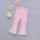 Retail New Spring Autumn Girls Leggings Fashion Pink White Lace Princess Long Pants Children Cotton Trousers Kids Clothes