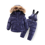 IYEAL Kid Boys Winter Clothes Set Warm Parka Coats Hooded  Jacket With Overalls Jumpsuits Snow Wear Children Clothing Set  2-7Y