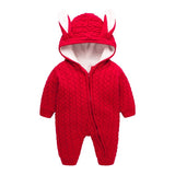 New Arrival Cute Rabbit E Hooded Thick Warm Knitted Baby Rompers Infant Girl Boys Jumpers Kids Toddler Outfits Clothes