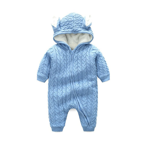 New Arrival Cute Rabbit E Hooded Thick Warm Knitted Baby Rompers Infant Girl Boys Jumpers Kids Toddler Outfits Clothes