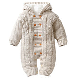 Thick Warm Infant Baby Rompers Winter Clothes Newborn Baby Boy Girl Knitted Sweater Jumpsuit Hooded Kid Toddler Outerwear