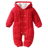 Thick Warm Infant Baby Rompers Winter Clothes Newborn Baby Boy Girl Knitted Sweater Jumpsuit Hooded Kid Toddler Outerwear