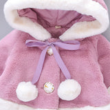 Infant Baby Girls Winter Clothes Toddler Kids Warm Cartoon Hoodie Cloak Design Coat Jacket Cute Kids Outerwear Princess Clothing