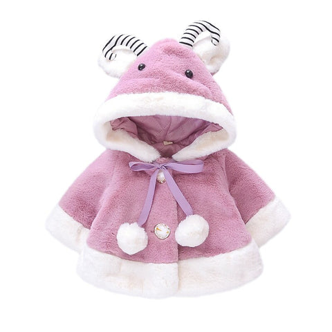 Infant Baby Girls Winter Clothes Toddler Kids Warm Cartoon Hoodie Cloak Design Coat Jacket Cute Kids Outerwear Princess Clothing