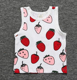 Infant Toddlers Cotton T-Shirt Baby Girls Boys Clothes Sleeveless Summer Tops Casual Kids T shirt Printed Fruit Strawberry Pear