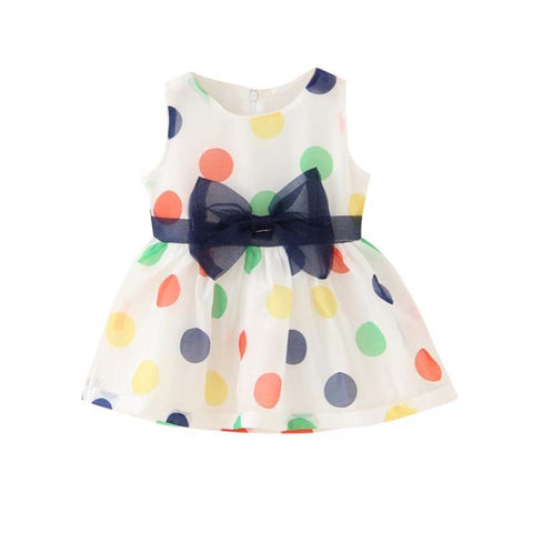 Infant baby clothes brand design sleeveless print bow dress 2018 summer girls baby clothing cool cotton party princess dresses d