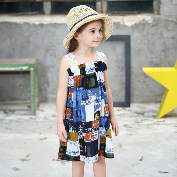 Infant baby clothes brand design sleeveless print bow dress 2018 summe ...