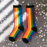 Ins   rainbow stripe socks for boy/girls sport socks toddler kids floor socks children leg warmer 0-8Yrs