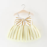 JIOROMY 2018 Girls Baby Clothes Stripe Bow Sling Dress Small Fresh Style Fashion Design Pink Yellow Summer Discount k1