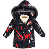 Jacket for Boys   Brand Hooded Winter Jackets Graffiti Camouflage Parkas For Teenagers Boys Thick Long Coat Kids Clothes