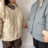 Japanese style Winter   boys and girls soft rabbit hair lining jackets Kids children solid color reversible coats