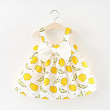 Jeebel Strawberry Bow Tie Print Baby Girl Dress Small Bag Red Yellow Children Kids Birthday Beach Newborn Summer Clothes