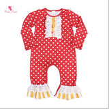 2018 Factory Wholesale New Design Baby Romper Red Bottom White Polka Dot Long-Sleeced Newborn Baby Girl Boy Clothes