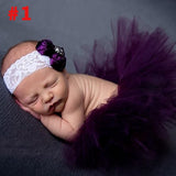 Ivory Tutu with Flower Headband Baby Tutu Set Newborn Photography Prop Cake Smash Baby Girl Tutu Skirt TS078