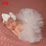 Ivory Tutu with Flower Headband Baby Tutu Set Newborn Photography Prop Cake Smash Baby Girl Tutu Skirt TS078
