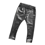 Kid Leather Pants Girls Leggings Skinny Elastic Child Baby Warm Trousers