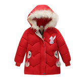Kids Baby Girl Clothes Warm Jacket Children&#39;s Cartoon Winter Hooded Down Coat Outwear Padded Clothes Girls Faux Fur Jacket