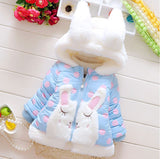 Kids Baby Girls Coats Winter Children Jackets Rabbit Polka Dot Clothes Thick Cotton Jackets Cute Outerwear Warming Costume