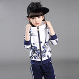 Kids Clothes Autumn and Autumn 2018 Girls Sets New Child Foral Print Sport Suits Girls Children Clothing Set 4 Colors Age 3-15Y